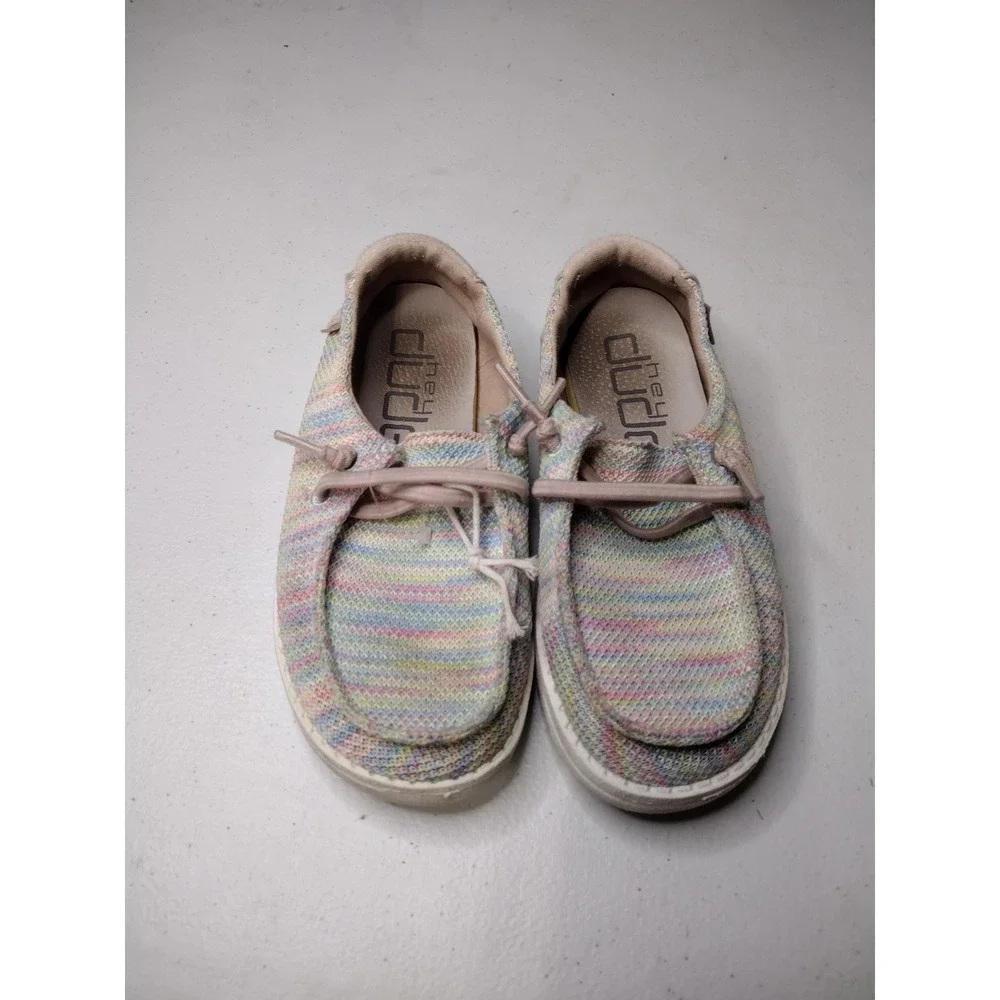 Hey Dude Wendy Youth Sox Pastel Multi Color Slip On Loafers Kids Size 11